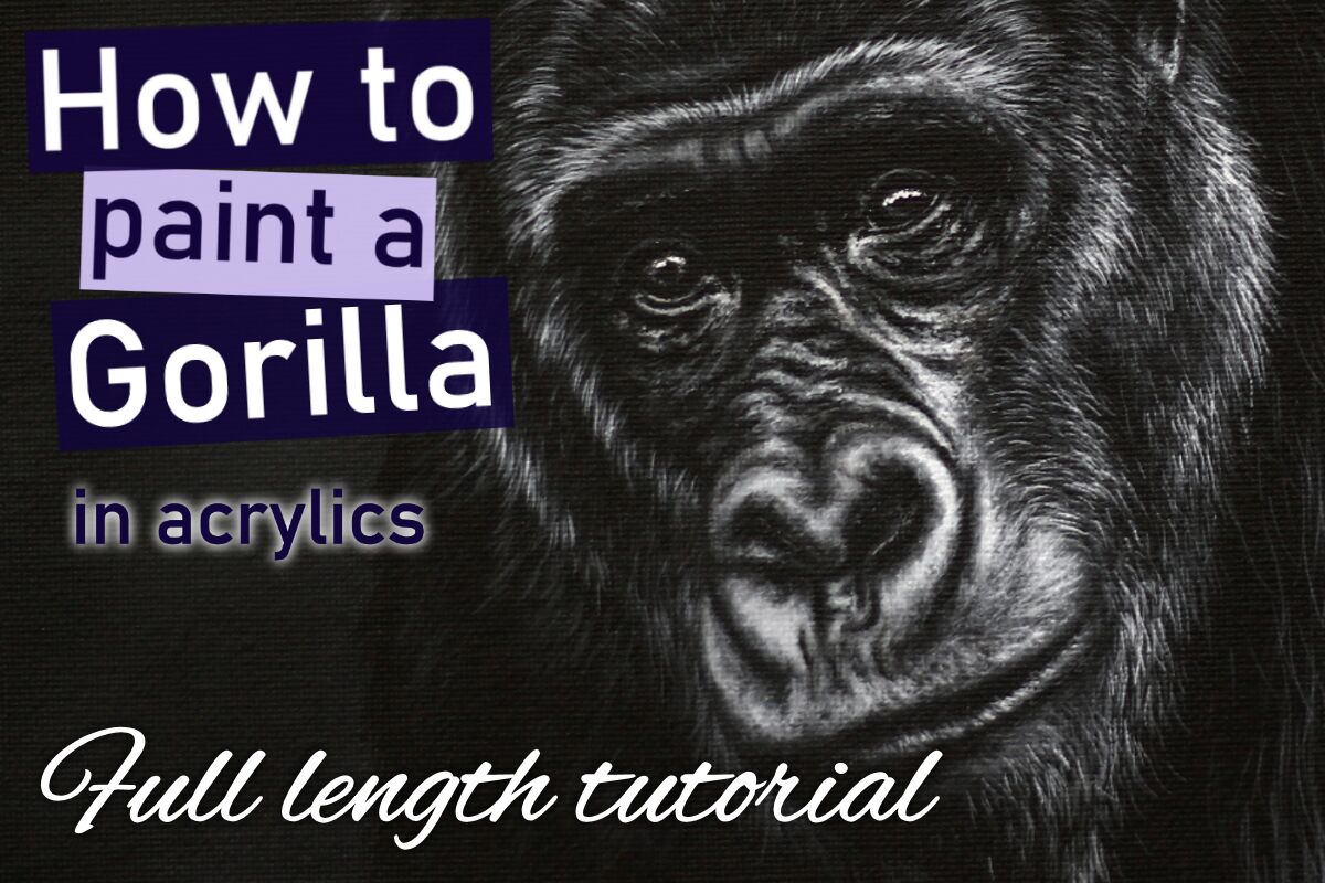 Gorilla (greyscale) acrylic painting