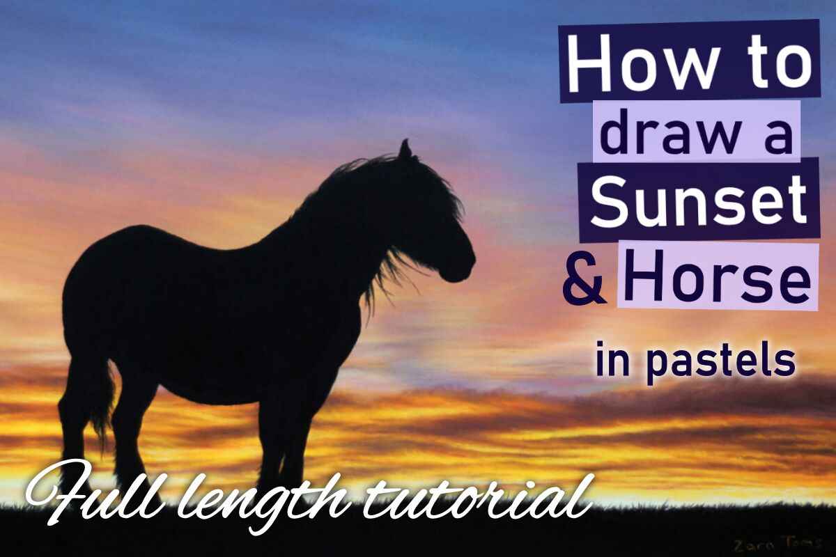 Sunset silhouette horse in pastels